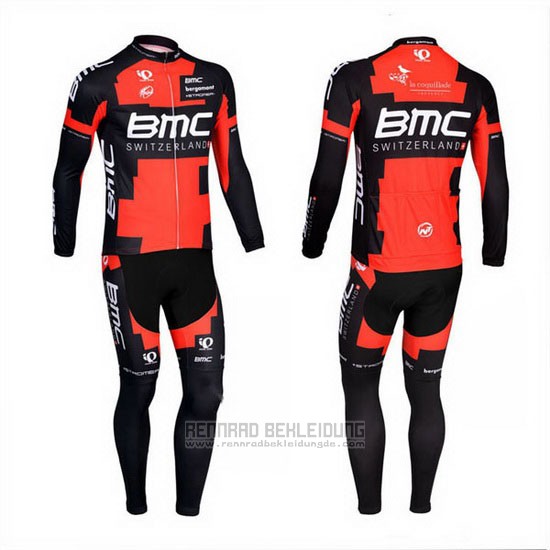 2013 Fahrradbekleidung BMC Shwarz und Rot Trikot Langarm und Tragerhose